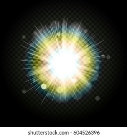 Star burst. Transparent glow light effect. Star burst isolated on transparent background. Vector illustration.