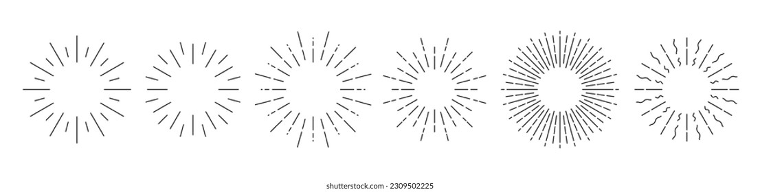 Star burst vector vintage circle background graphic line drawn illustration. Star burst abstract sunburst solar design effect element