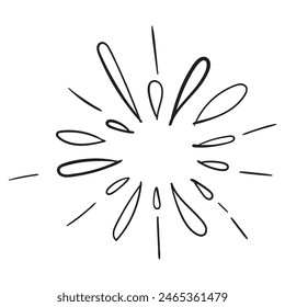 Star burst or water splash hand drawn icon, doodle sketch vector