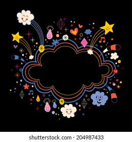 star bursts cartoon cloud shape banner frame background