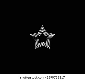 Star Business Icon Logo with black background. Interlocked linear Star monogram. 