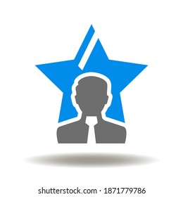 Star Businessman Icon Vector. Talent Business Career Symbol. Search And Management Human Resources Illustration.