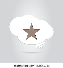 Star button in the cloud. Made in vector