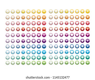 Star button icon in half-folded form.Star button icons of various colors.