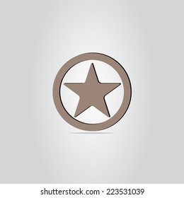Star button on the background. Made in vector