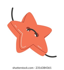 Star Button With Thread Vector Illustration