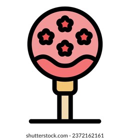 Star cake pop icon outline vector. Candy art. Stick dessert color flat