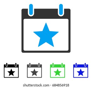 Star Calendar Day flat vector icon. Colored star calendar day gray, black, blue, green pictogram variants. Flat icon style for application design.