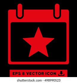 Star Calendar Day icon. Vector EPS illustration style is flat iconic symbol, red color.