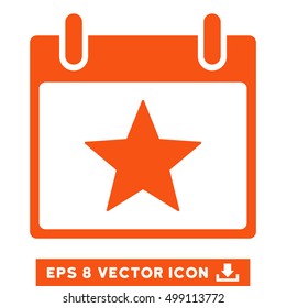 Star Calendar Day icon. Vector EPS illustration style is flat iconic symbol, orange color.