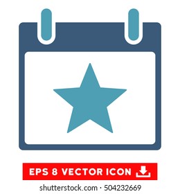 Star Calendar Day icon. Vector EPS illustration style is flat iconic bicolor symbol, cyan and blue colors.