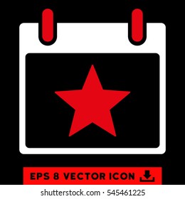 Star Calendar Day icon. Vector EPS illustration style is flat iconic bicolor symbol, red and white colors.