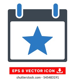 Star Calendar Day icon. Vector EPS illustration style is flat iconic bicolor symbol, smooth blue colors.