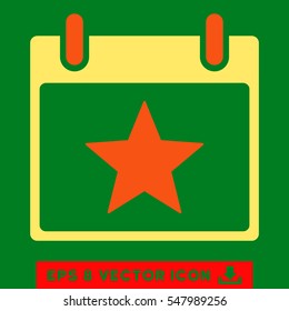 Star Calendar Day icon. Vector EPS illustration style is flat iconic bicolor symbol, orange and yellow colors.