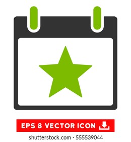 Star Calendar Day icon. Vector EPS illustration style is flat iconic bicolor symbol, eco green and gray colors.