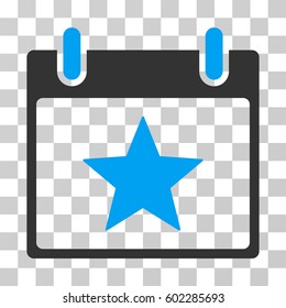 Star Calendar Day icon. Vector illustration style is flat iconic bicolor symbol, blue and gray colors, transparent background. Designed for web and software interfaces.