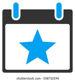 Star Calendar Day vector toolbar icon. Style is bicolor flat icon symbol, blue and gray colors, white background.
