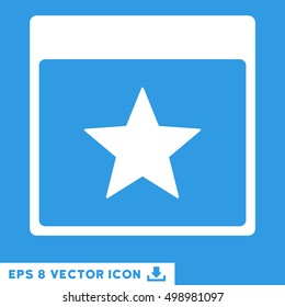 Star Calendar Page icon. Vector EPS illustration style is flat iconic symbol, white color.