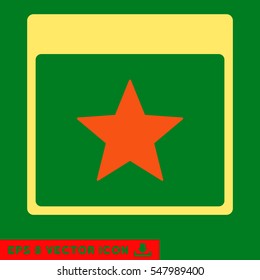 Star Calendar Page icon. Vector EPS illustration style is flat iconic bicolor symbol, orange and yellow colors.