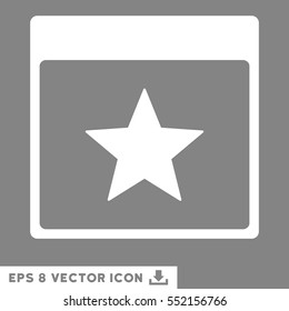 Star Calendar Page icon. Vector EPS illustration style is flat iconic symbol, white color.