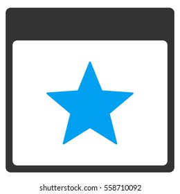 Star Calendar Page vector toolbar icon. Style is bicolor flat icon symbol, blue and gray colors, white background.
