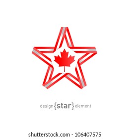 The star with Canadian flag colors and symbols vector design element