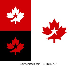 Star Canadian Maple leaf Logo, Maple Leaf Illustration Vector Design