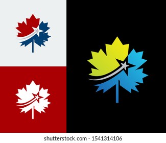 Star Canadian Maple leaf Logo, Maple Leaf Illustration Vector Design