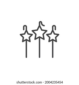 Star candles line icon. linear style sign for mobile concept and web design. Birthday candles outline vector icon. Symbol, logo illustration. Vector graphics