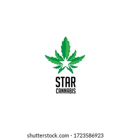vector del logotipo de la hoja de cannabis estrella 