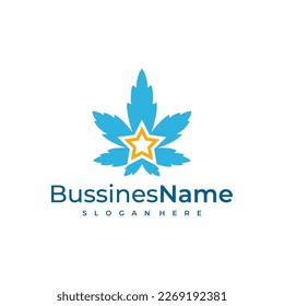 Plantilla vectorial del logotipo de Star Cannabis. Conceptos de diseño del logotipo de cannabis creativo
