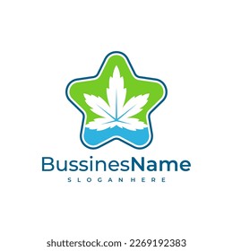 Star Cannabis Logo, Vektorvorlage. Designkonzepte für kreatives Cannabis-Logo