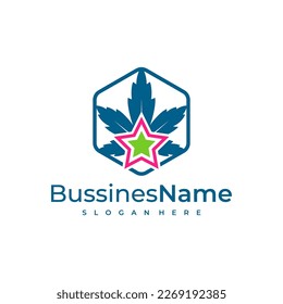 Plantilla vectorial del logotipo de Star Cannabis. Conceptos de diseño del logotipo de cannabis creativo