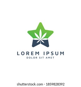 star and cannabis negative space logo design
