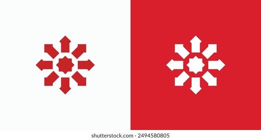 Diseño de logotipo de estrella y Vector de flecha cardinal con estilo moderno, simple, limpio y abstracto.