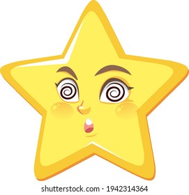 Star cartoon character with face expression on white background illustration