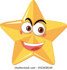 Star Cartoon Character Happy Face Expression Stock Vector (Royalty Free ...