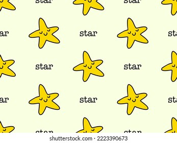 Star cartoon character seamless pattern on yellow background