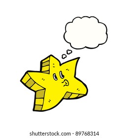 personaje de caricatura estrella con burbuja de pensamiento