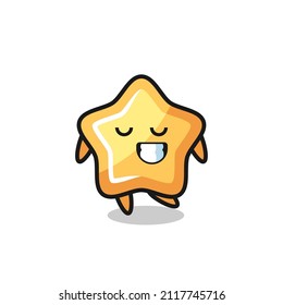 star cartoon illustration with a shy expression , cute style design for t shirt, sticker, logo element