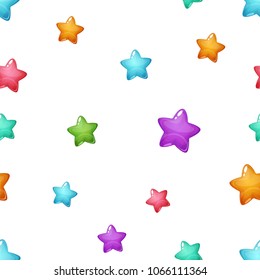 Star cartoon pattern. Blue, pink, green yellow Vector eps 10