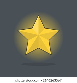 Star Cartoon Vector Illustration. Shiny Golden Star Flat Icon Outline