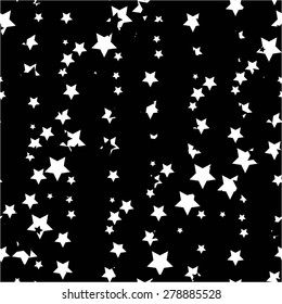Star in a chaotic pattern, seamless vector background.