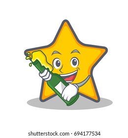 star character cartoon style with beer