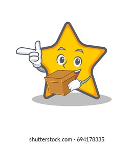 star character cartoon style with box