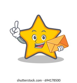 star character cartoon style with envelope