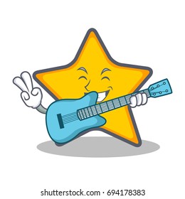 star character cartoon style with guitar