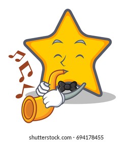 star character cartoon style with trumpet