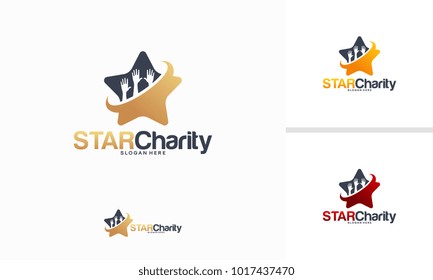Star Charity logo designs concept, Shine Care logo template vector