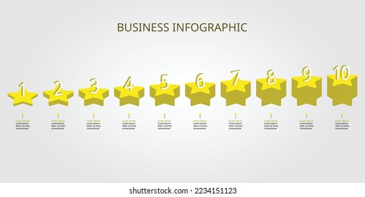 plantilla de gráfico estrella para infografía para presentación de 10 elementos